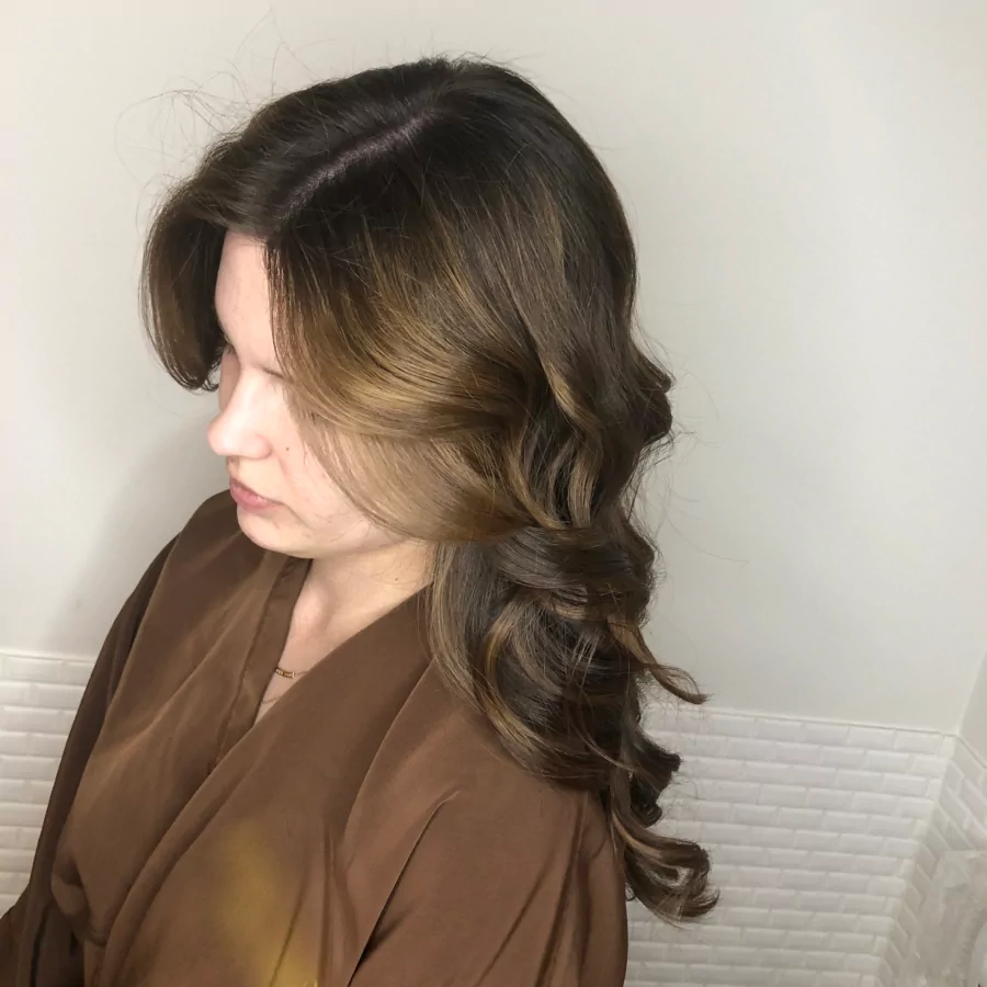 A hair highlight session result